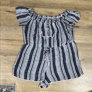 Striped Off-Shoulder Romper - large